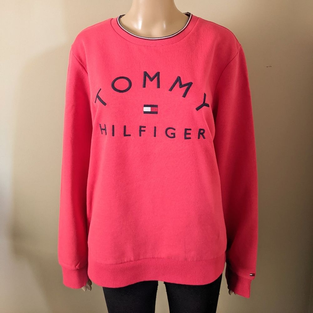 Tommy Hilfiger Embroidered Red crewneck sweater, women's XL